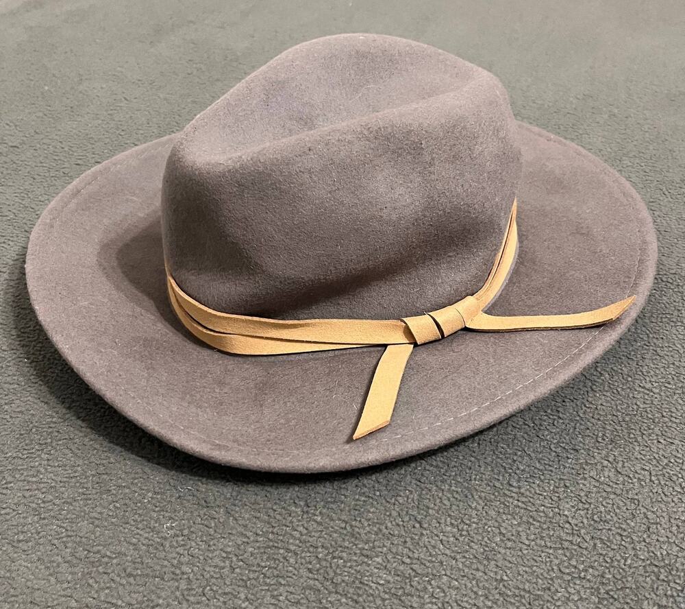 Altard State Wool Felt Fedora Hat Womens Mauve Faux Western Boho Band Wide Brim
